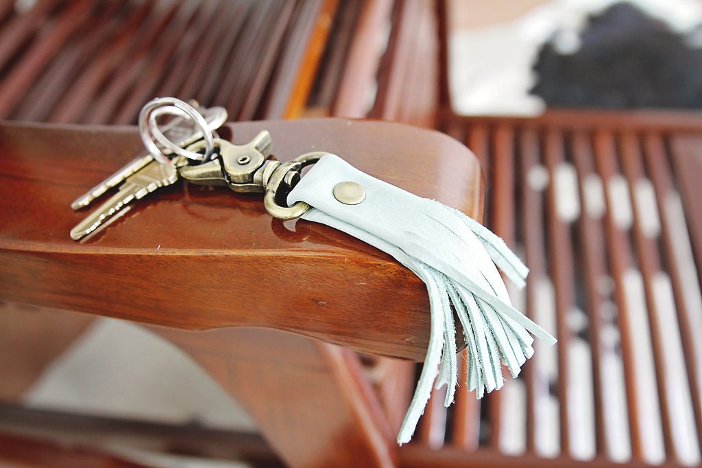 Oversized Leather Tassel Monogrammed Keychain