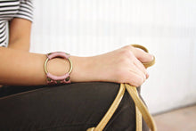 Leather Cuff Bracelet For Women In Brass or Silver - Wide Cuff With Soft Leather and Center Ring - Small Medium Large Extra Large and Custom