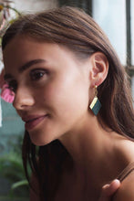 Leather and Brass Dangle Earrings - Diamond Shaped