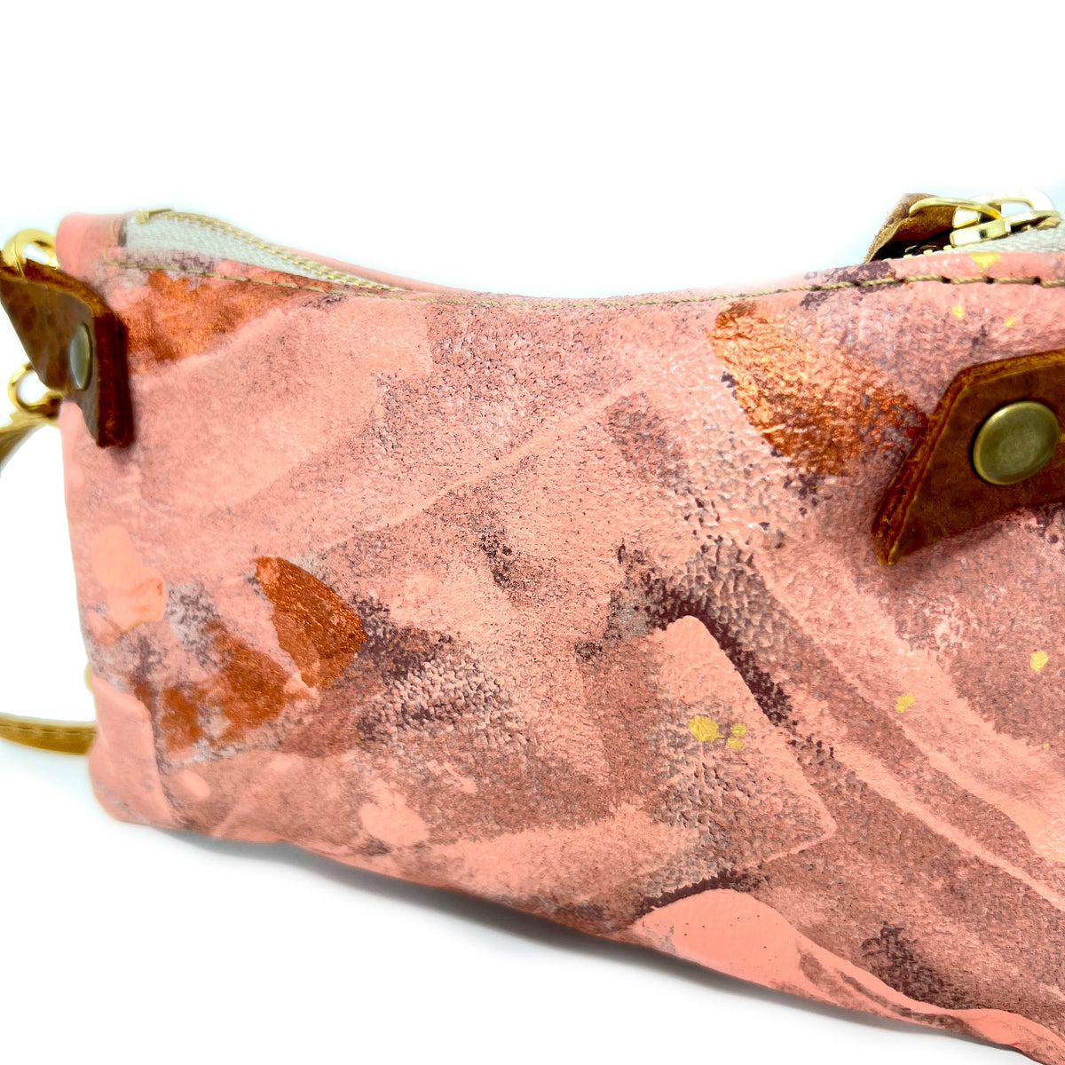 Small Leather Shoulder Bag Crossbody Purse For Women - Hand Painted in  Colors of Peach Turquoise & Lilac - One Of A Kind
