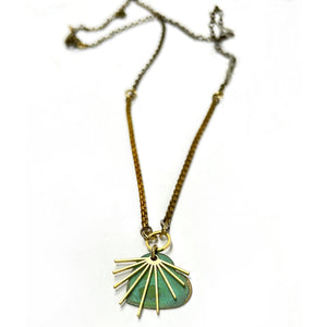 18" Spiky Heart Patina Necklace on Vintage Chain