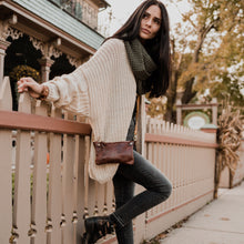 Handmade Hand Painted - Small Leather Shoulder Bag Crossbody Purse For Women - Pearl Ivory Leather with Pink, Copper and Saddle Brown Paint