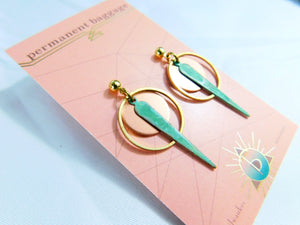Brass & Copper Patina Earrings - Small/Short Assortment With Copper Disk