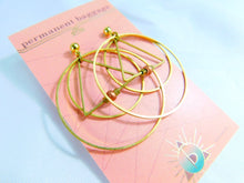 Brass Hoop Earring With Triangle - Copper Beads - Brass Square Beds