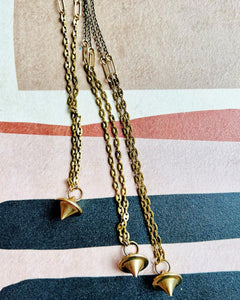 Brass Pendulum Necklace Vintage Chain and Solid Bulb Pendant