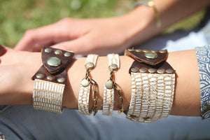 Leather Cuff Bracelets For Women - Boho Minimalist Bracelet Stack Made From Soft Comfortable Leathers