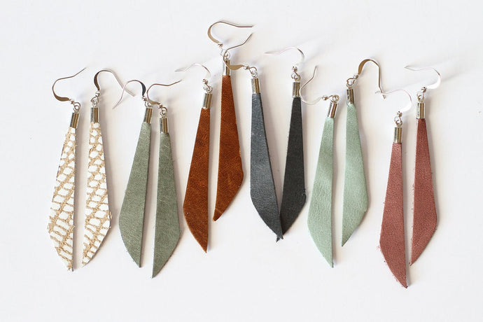 Leather Dangle Earrings - Minimalist Boho Style - Lightweight And Nickel Free - Available in Over 40 colors