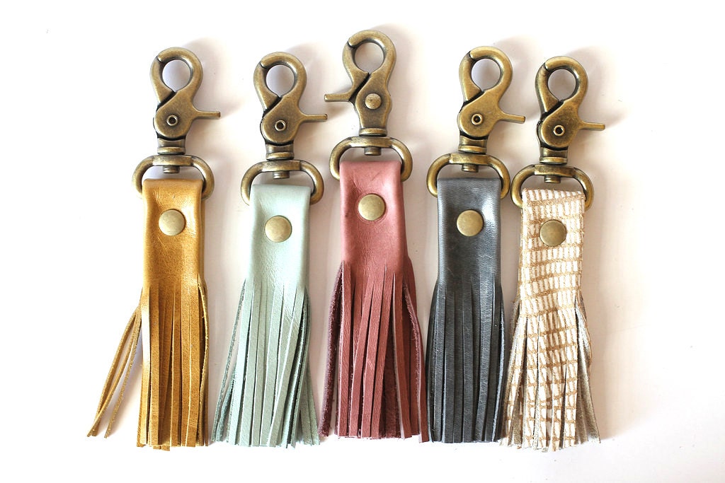 50 Pack Leather Tassel Keychains for Women Purse & Bags, Men Key