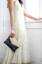 Large Leather Wristlet  Handbag For Women - Two Tone Brown Leather & Hand Painted Mint Accents