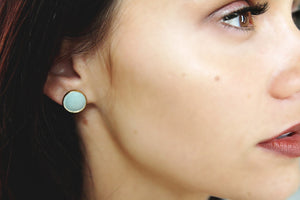 Leather Button Earring - Nickel Free Earring - Light Weight And Minimal - Multi Packs Available