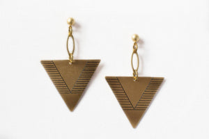 Triangle Dangle Earrings - Brass Triangle Earrings - Dangle Earrings - Drop Earrings - Minimalist Earrings - Geometric Earring - Nickel Free