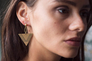 Triangle Dangle Earrings - Brass Triangle Earrings - Dangle Earrings - Drop Earrings - Minimalist Earrings - Geometric Earring - Nickel Free