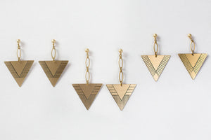 Triangle Earrings - Triangle Dangle - Dangle Earrings - Brass Earrings - Geometric Earring - Earrings For Women - Drop Earring - Nickel Free
