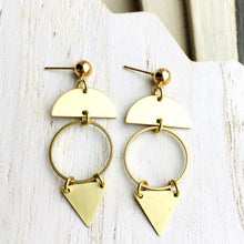 Modern Geometric Brass Dangle Earrings - Nickel Free - Ready To Ship