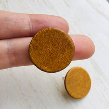 Large Circle Post Earring - Leather And Brushed Brass - Modern and Edgy With a Hint of Boho Style - Available in 40 Colors