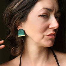 Large Arch Post Earring - Leather And Brushed Brass - Modern and Edgy With a Hint of Boho Style - Available in 40 Colors