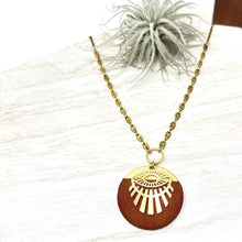 Evil Eye Necklace For Women- Sunburst Necklace - Brass Disc With Customizable Leather Color