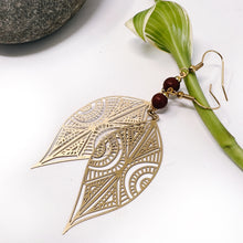 Boho Flower Petal or Leaf Dangle Earrings  With Semi-Precious Gemstones - Lightweight & Nickel Free