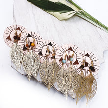 Boho Flower Petal or Leaf Dangle Earrings  With Semi-Precious Gemstones - Lightweight & Nickel Free