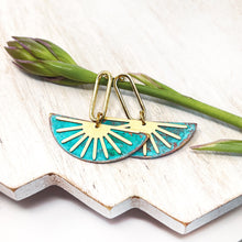 Golden Sunset Post Earring With Teal Patina