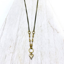 30" Solid Brass Heart Charm Necklace