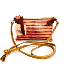Small Leather Shoulder Bag Crossbody Purse For Women - Hand Painted in Colors of Saddle Brown & Peach - One Of A Kind