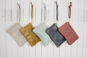 Handmade Small Leather Wristlet Handbag For Women - Available in Black Brown and 40+ other Genuine Leather Options