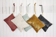 Leather Wristlet Zipper Bag Large Chevron Micro Rivet Detail Brass Zipper Closure Available in 40 Colors