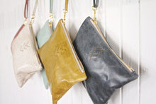 Leather Wristlet Zipper Bag Large Chevron Micro Rivet Detail Brass Zipper Closure Available in 40 Colors