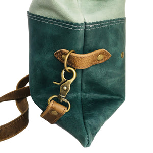 Leather Foldover Crossbody Bag For Women in Dark Turquoise and Mint - READY TO SHIP
