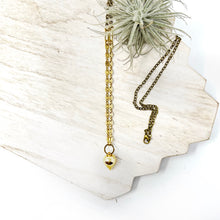 Boho Long Pendulum Layering Necklace With Chunky Brass Chain and Smooth Solid Brass Bulb Pendant - Great for Fidgeting